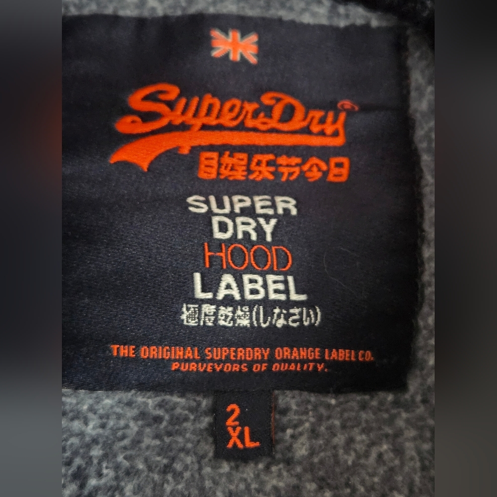 3 Superdry Men's Hoodies 2X in Blue, Navy, and Gray Hardly Worn. EXCELLENT USED - Picture 6 of 10